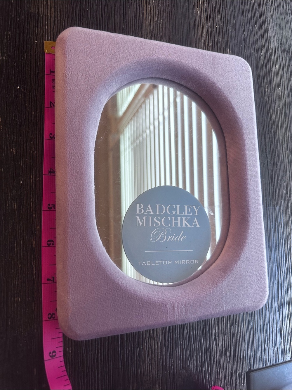 Badgley Mischka Bride Lilac Velvet Oval Tabletop Mirror